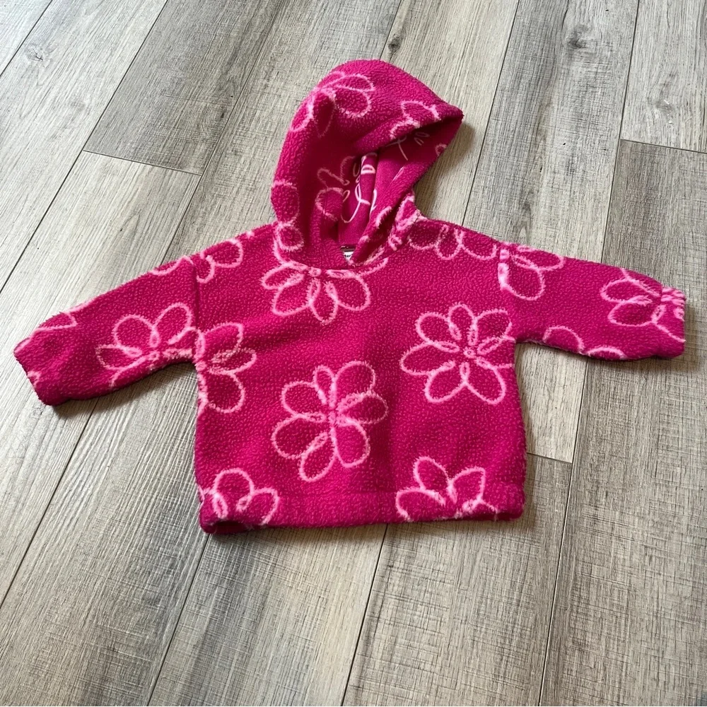 Carter’s Pink Floral Fleece Baby Hoodie - Size 9M - Cozy Floral Fall Winter Cute
